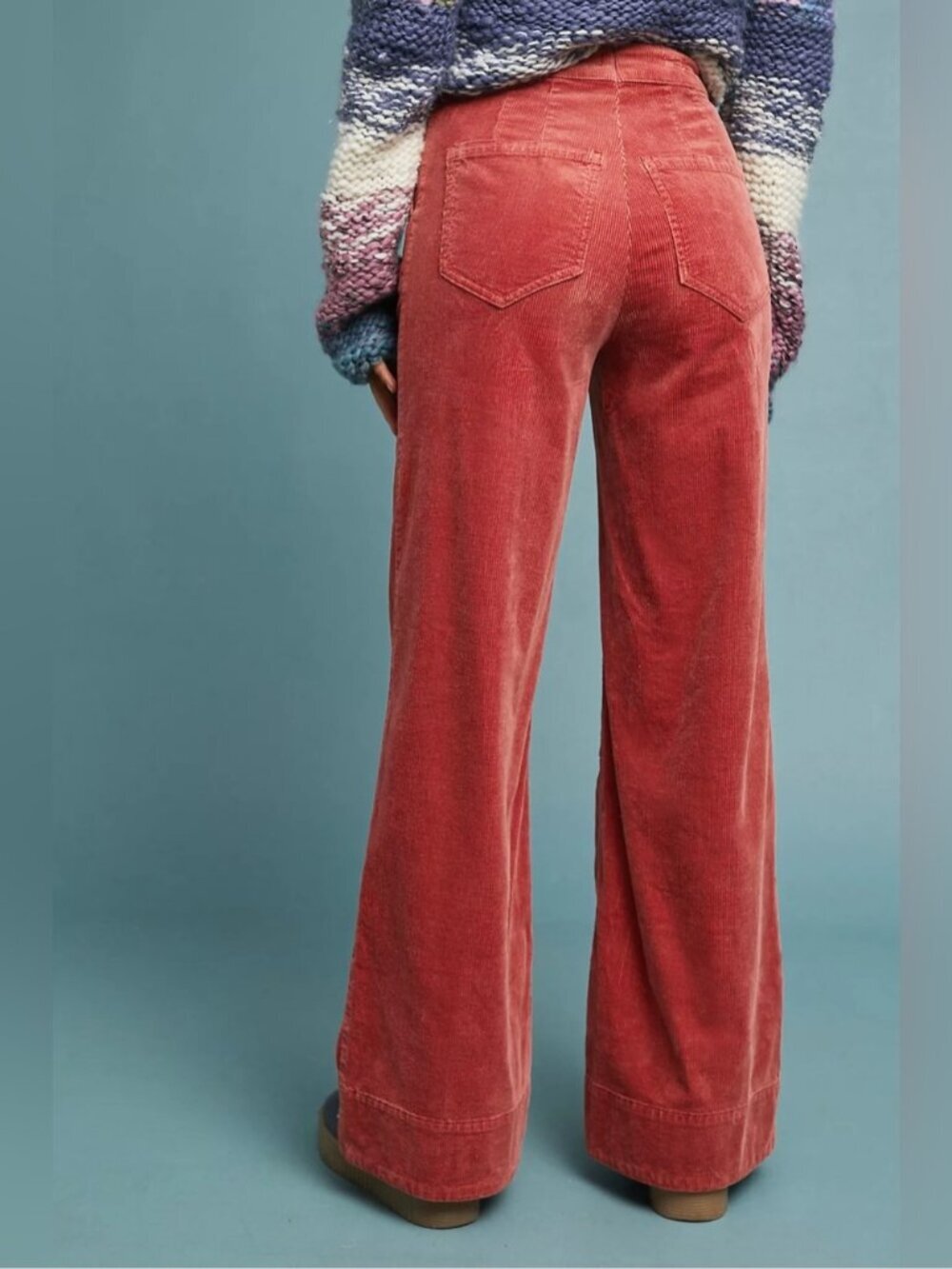 Anthropologie Pilcro High Rise Corduroy Wide Leg Pants Size 27 Orange Rust - Picture 3 of 12